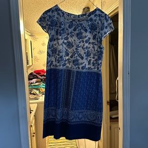 Dress blue floral.  Madison leigh is brand.  Brought at Belks department store.